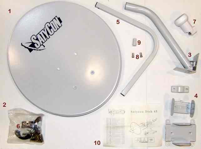 Kit Completo Antena Parabolica Tv Satelite Satycon 45cm Lnb Soporte De Pared